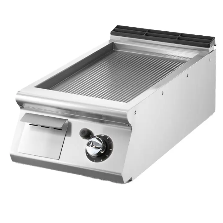 Virtus Gas-Grillplatte, Tischmodell, gerillte verchromte Platte