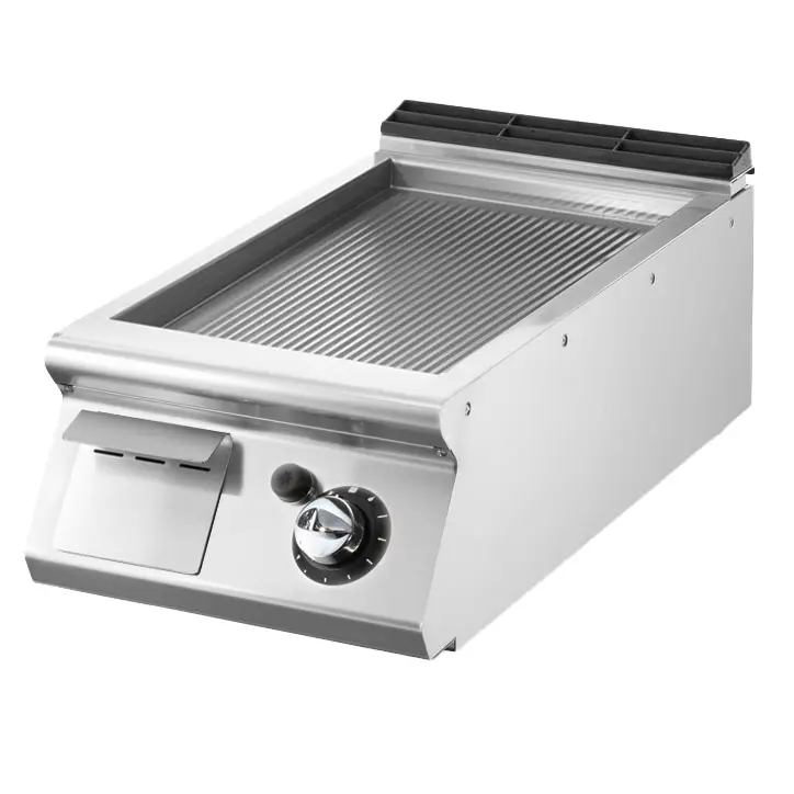 Virtus Gas-Grillplatte, Tischmodell, gerillte verchromte Platte