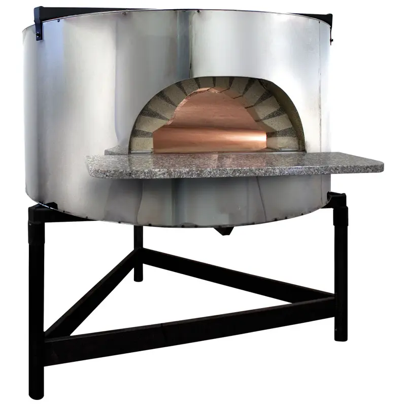 Virtus Holz-Pizzaofen mit Edelstahlfassade, Backplatte ø 1300 mm, Kapazität 6/7 Pizzen