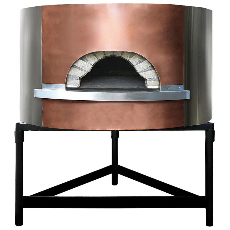 Virtus Holz-Pizzaofen mit Kupferfassade, Backplatte ø 1100 mm, Kapazität 4/5 Pizzen