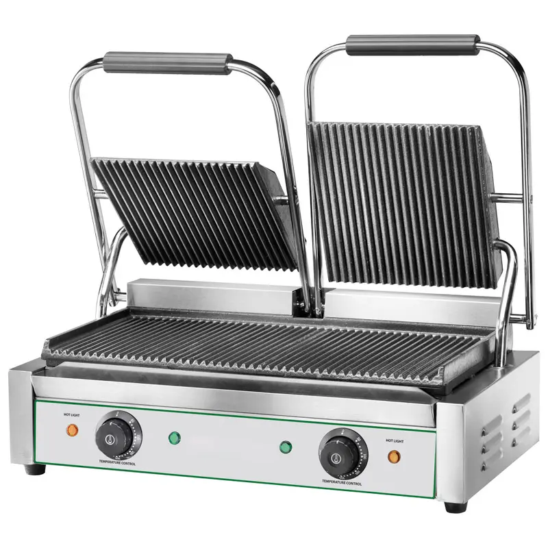 Virtus Kontaktgrill mit 2 Gusseisenplatten, gerillt/gerillt, 2x 230x240 mm