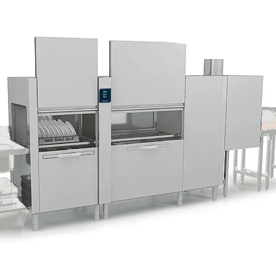 Virtus Korbtransportmaschine mit Wasch- und 2-fach Nachspülzone, 200 Körbe/ Stunde