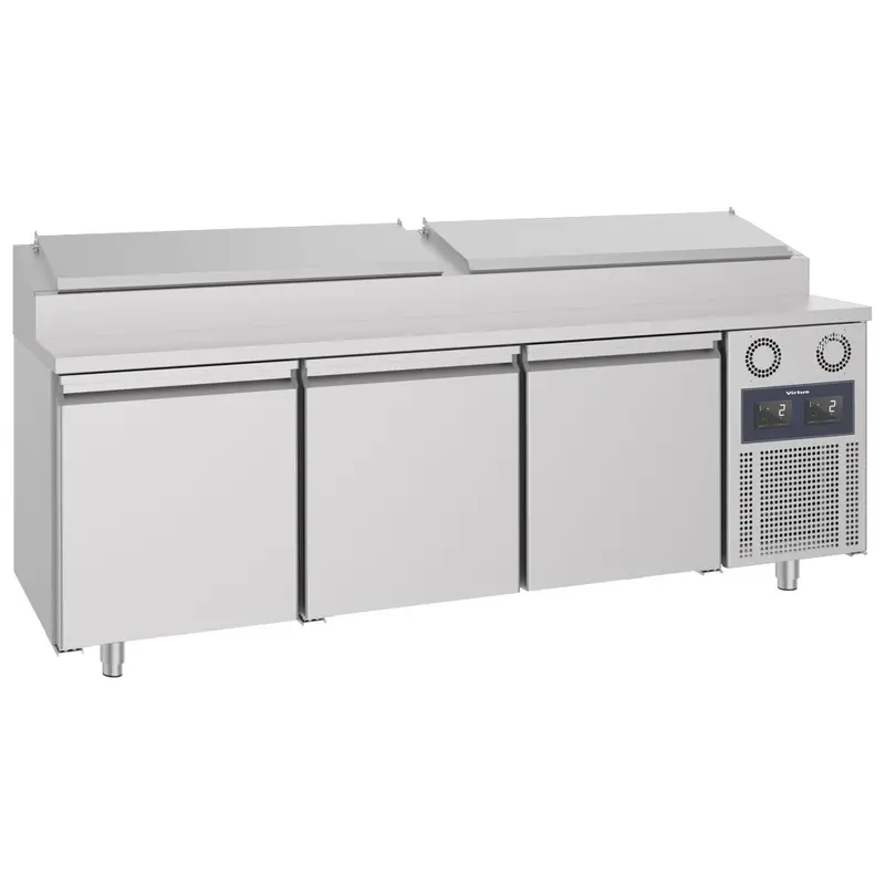 Virtus Kühl-Vorbereitungstisch mit 3 Türen 600x400 mm, 10x GN 1/3 H=150 mm, -2°/+8°C - WiFi