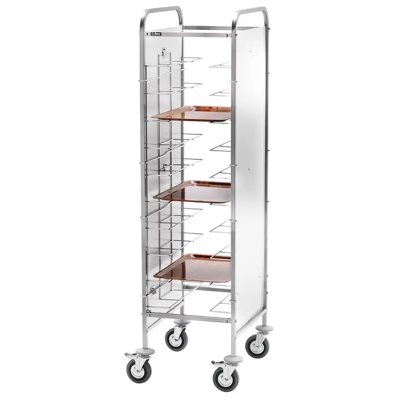 Virtus Transportwagen für Tabletts mit Seitenverkleidung, 10x 530x600 mm, H=125 mm