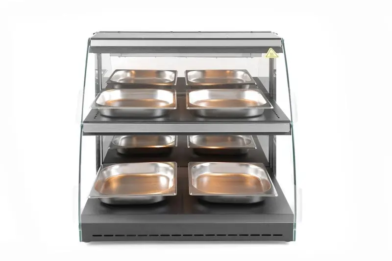 Warmhaltevitrine mit Quarzheizung, 2 Regalböden, HENDI, 230V/560W, 650x485x(H)630mm