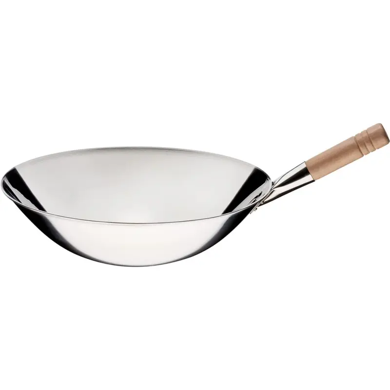Wok-Pfanne polierter Edelstahl, Griff länge 185 mm